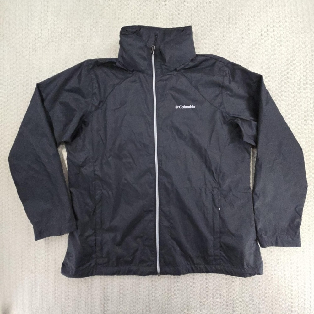 Columbia Switchback IV Jacket Womens 1X Black Nylon Windbreaker Full Zip Rain
